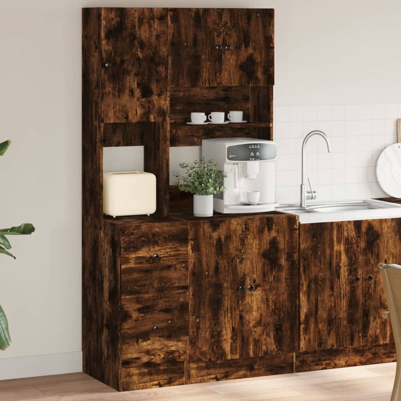 Kitchen Cabinet Smoked Oak 95x50x180 cm Engineered Wood