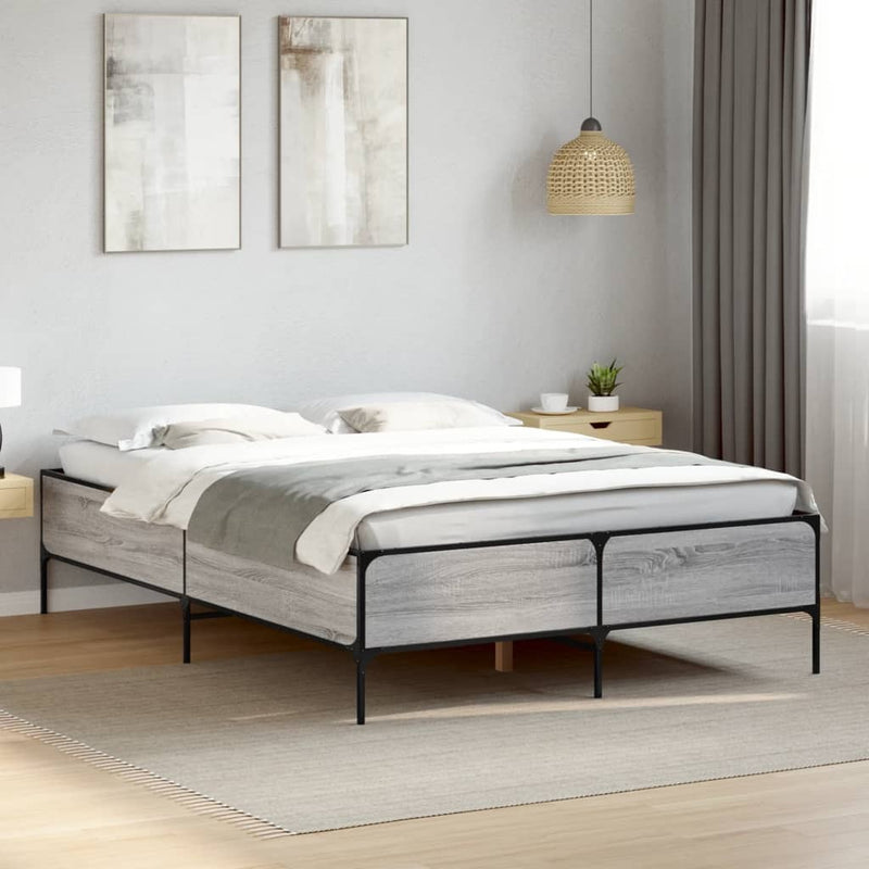 Bed Frame without Mattress Grey Sonoma 160x200 cm