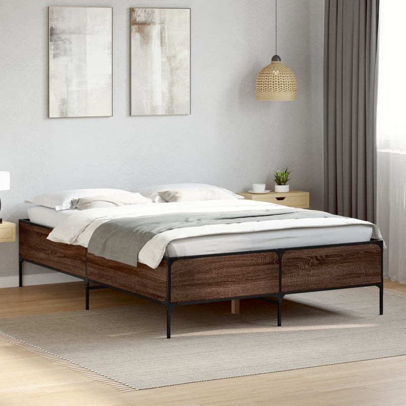 Bed Frame without Mattress Brown Oak 120x190 cm Small Double