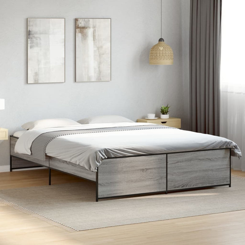 Bed Frame without Mattress Grey Sonoma 150x200 cm King Size