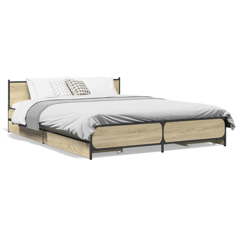 Bed Frame with Drawers without Mattress Sonoma Oak 120x190 cm Small Double