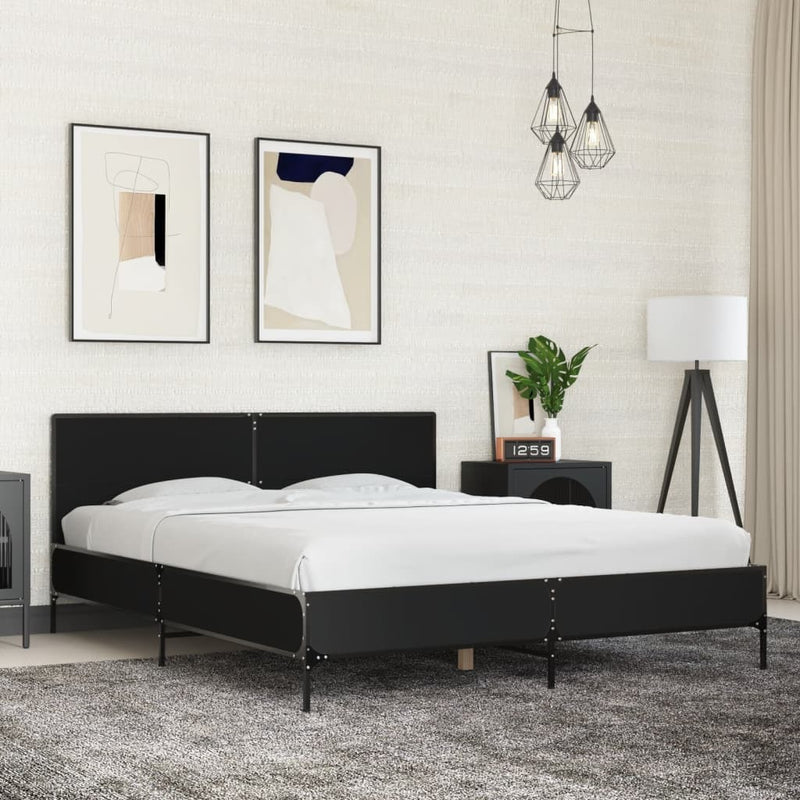 Bed Frame without Mattress Black 160x200 cm