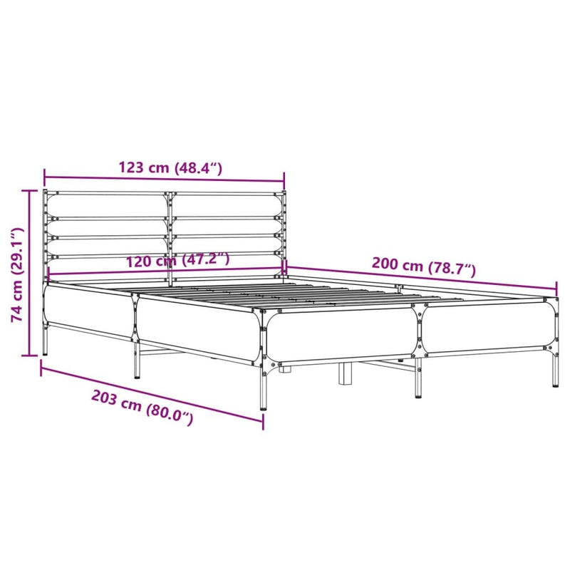 Bed Frame without Mattress Black 120x200 cm