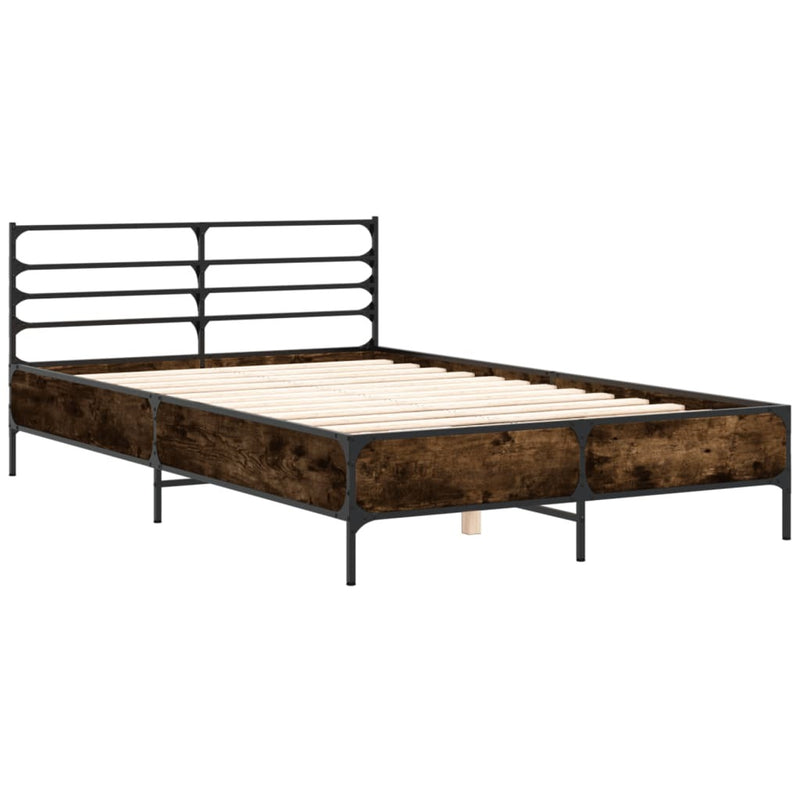 Bed Frame without Mattress Smoked Oak 135x190 cm Double