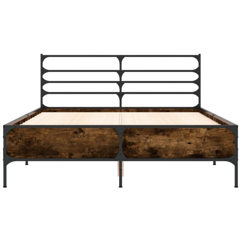 Bed Frame without Mattress Smoked Oak 135x190 cm Double