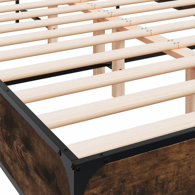 Bed Frame without Mattress Smoked Oak 135x190 cm Double