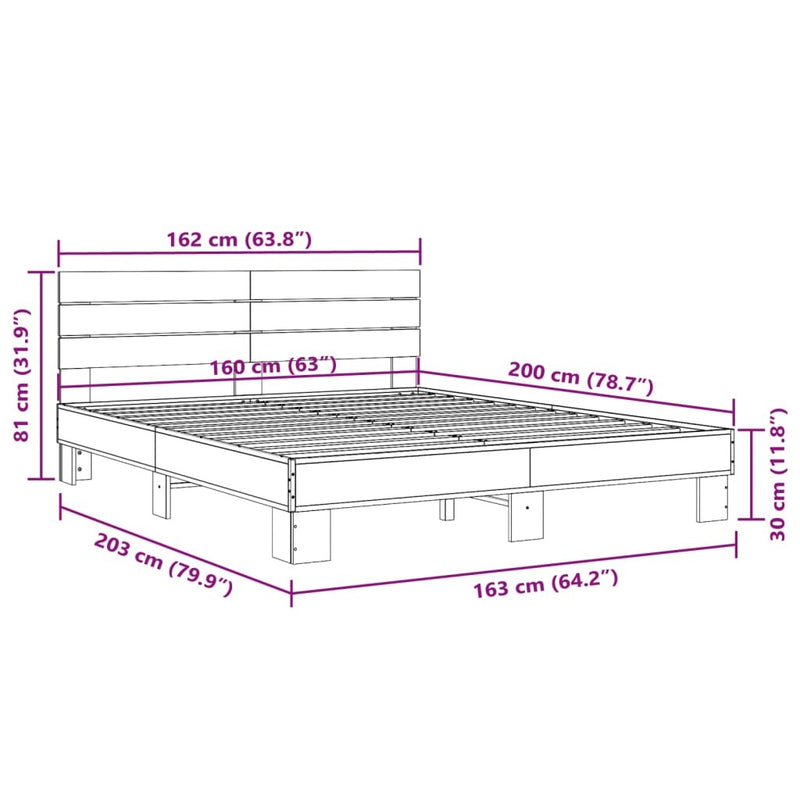 Bed Frame without Mattress Smoked Oak 160x200 cm