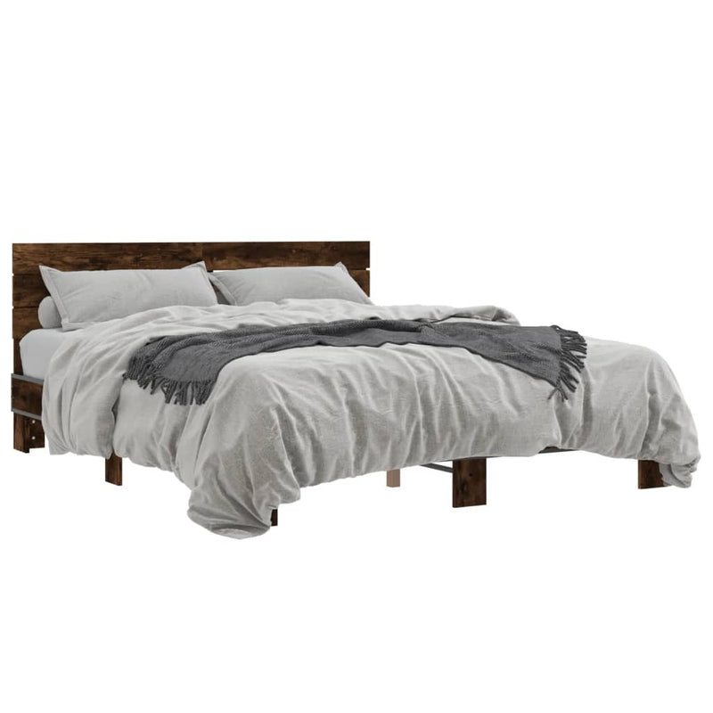 Bed Frame without Mattress Smoked Oak 160x200 cm