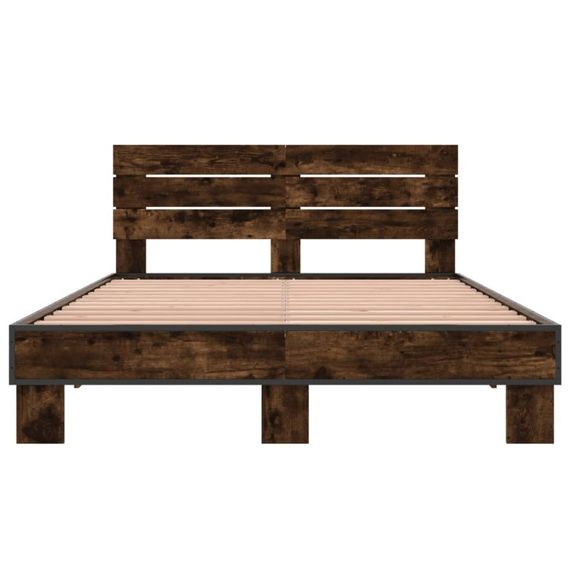 Bed Frame without Mattress Smoked Oak 140x200 cm