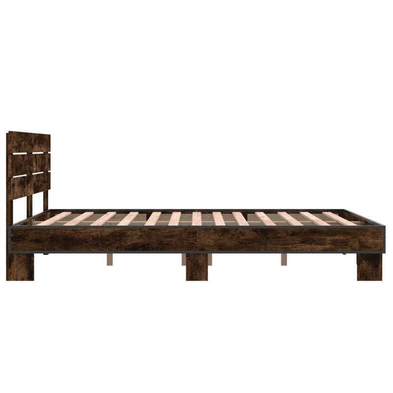 Bed Frame without Mattress Smoked Oak 140x200 cm