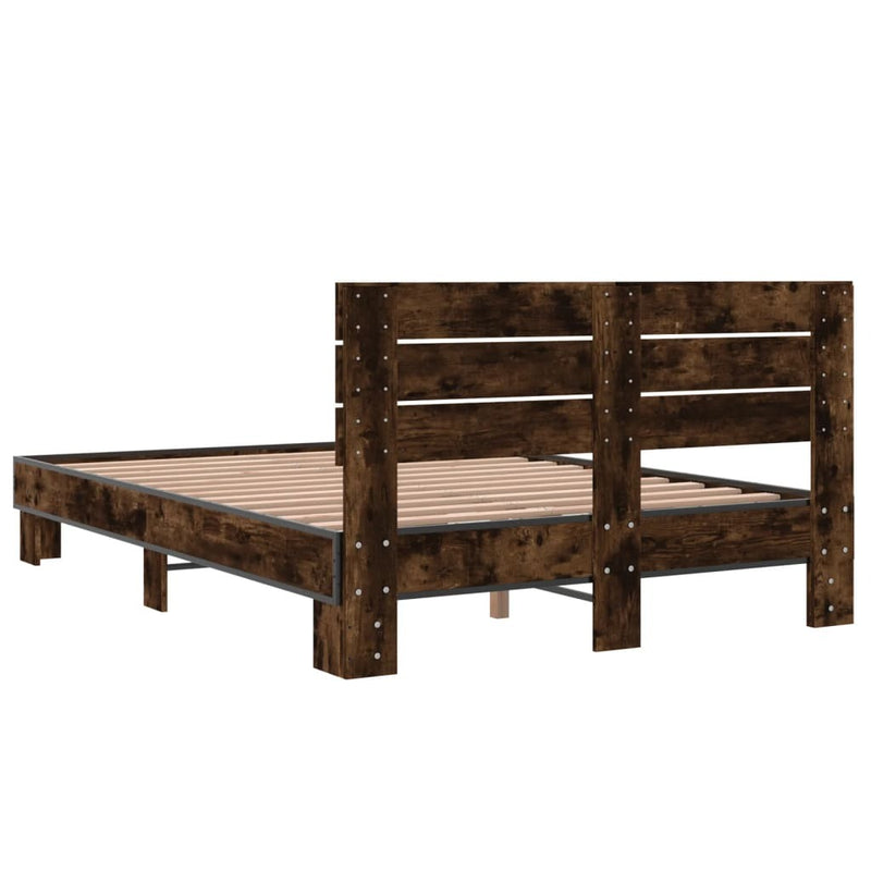 Bed Frame without Mattress Smoked Oak 140x200 cm