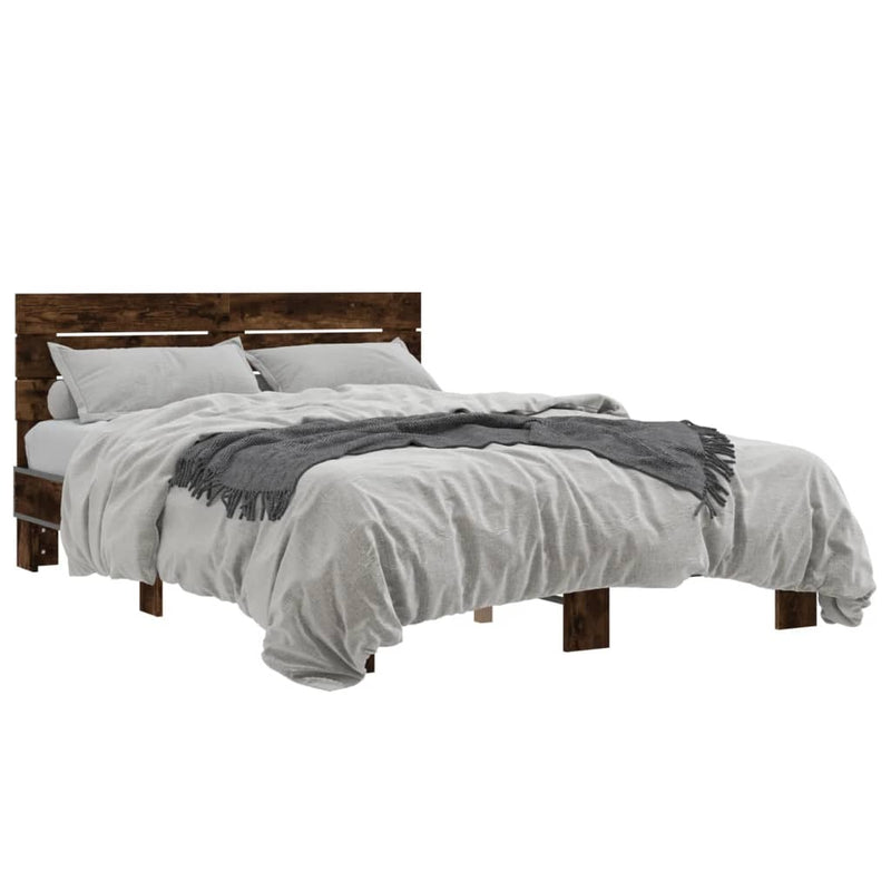 Bed Frame without Mattress Smoked Oak 140x200 cm