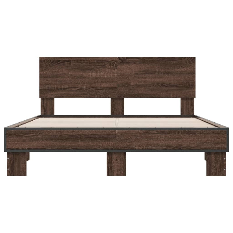 Bed Frame without Mattress Brown Oak 120x200 cm