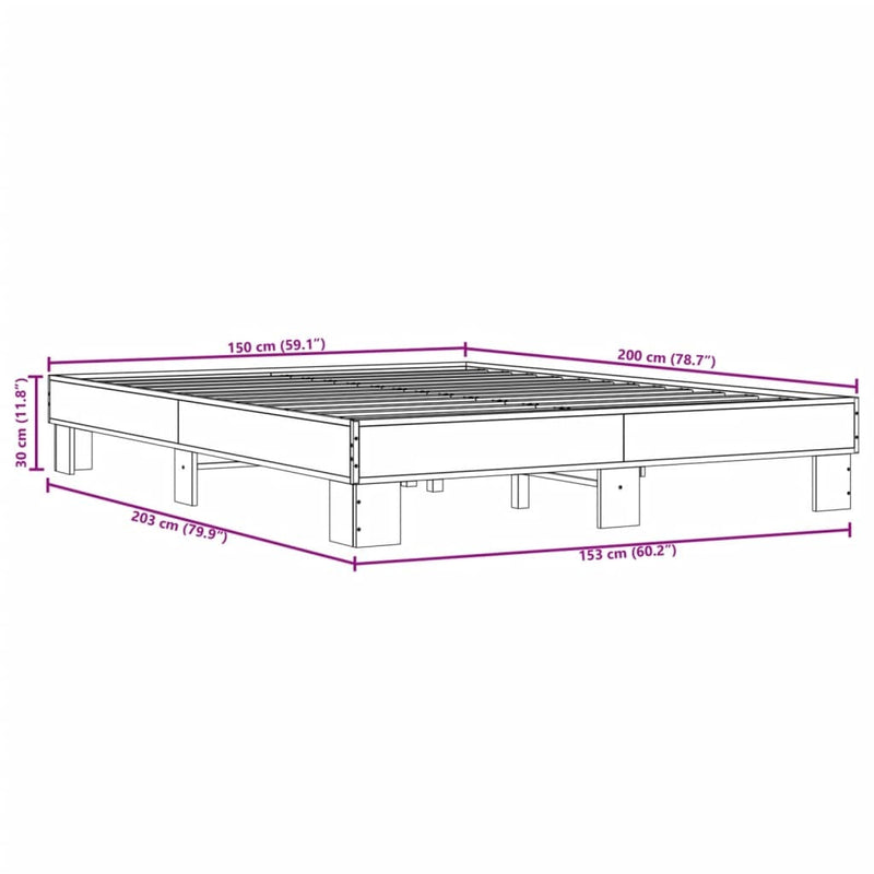 Bed Frame without Mattress Black 150x200 cm King Size