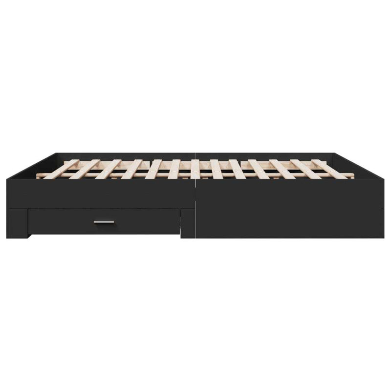 Bed Frame with Drawers without Mattress Black 180x200 cm Super King