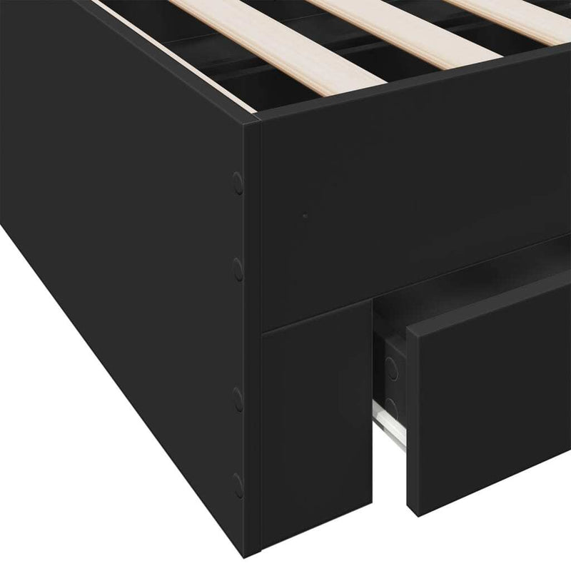 Bed Frame with Drawers without Mattress Black 180x200 cm Super King