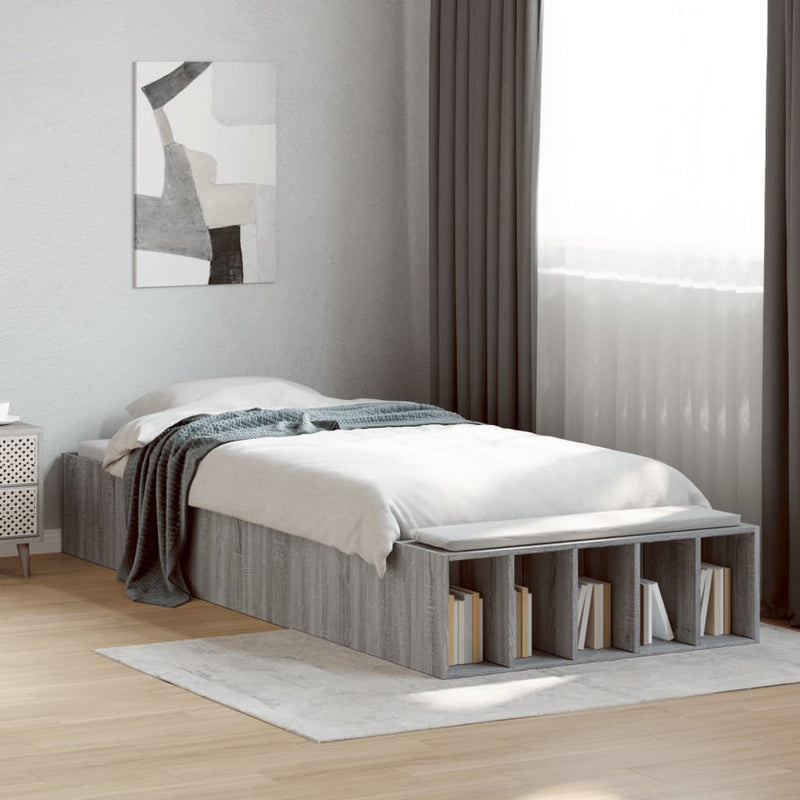 Bed Frame without Mattress Grey Sonoma 75x190 cm Small Single