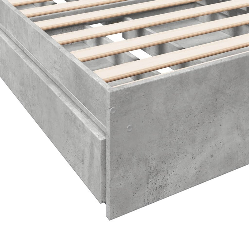 Bed Frame with Drawers without Mattress Concrete Grey 75x190 cm Small Single