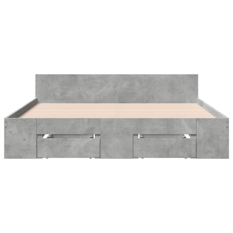 Bed Frame with Drawers without Mattress Concrete Grey 120x200 cm