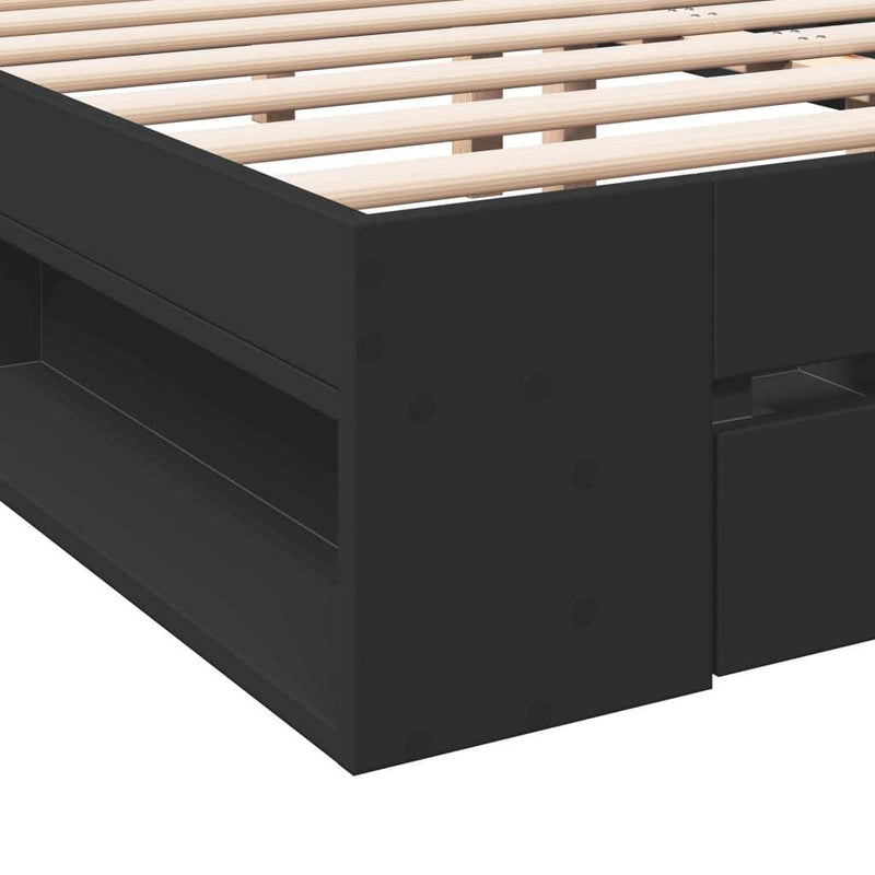 Bed Frame with Drawers without Mattress Black 120x190 cm Small Double