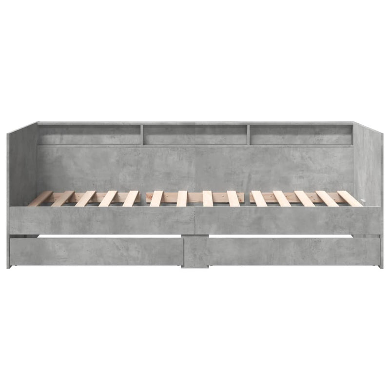 Daybed with Drawers without Mattress Concrete Grey 100x200 cm