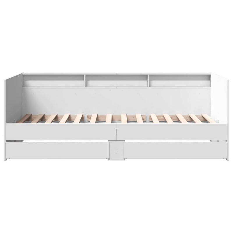 Daybed with Drawers without Mattress White 90x190 cm Single