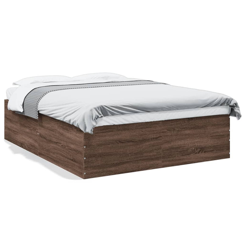 Bed Frame without Mattress Brown Oak 160x200 cm