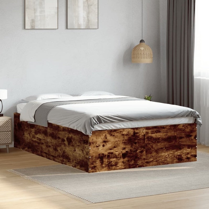 Bed Frame without Mattress Smoked Oak 140x200 cm