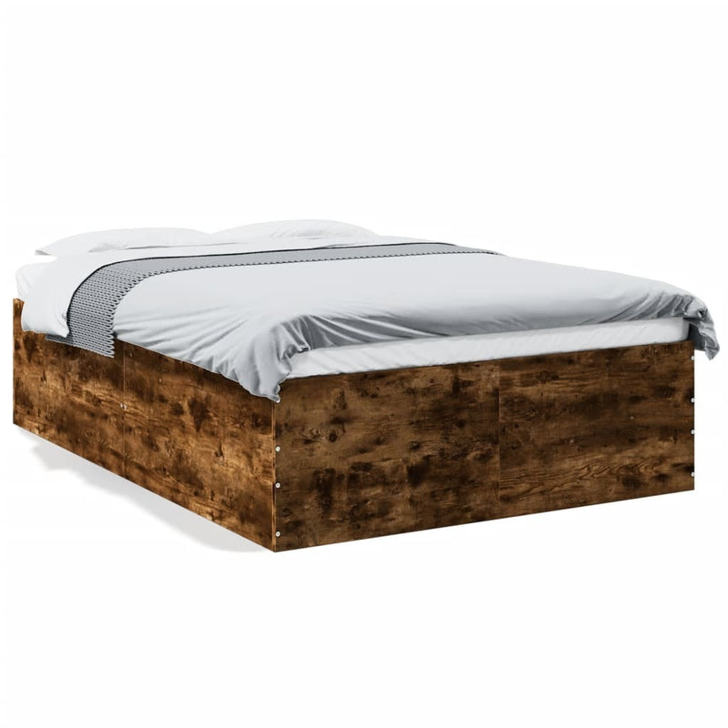 Bed Frame without Mattress Smoked Oak 140x200 cm