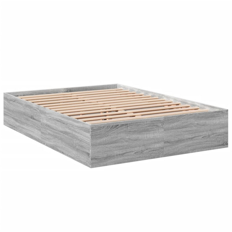 Bed Frame without Mattress Grey Sonoma 135x190 cm Double