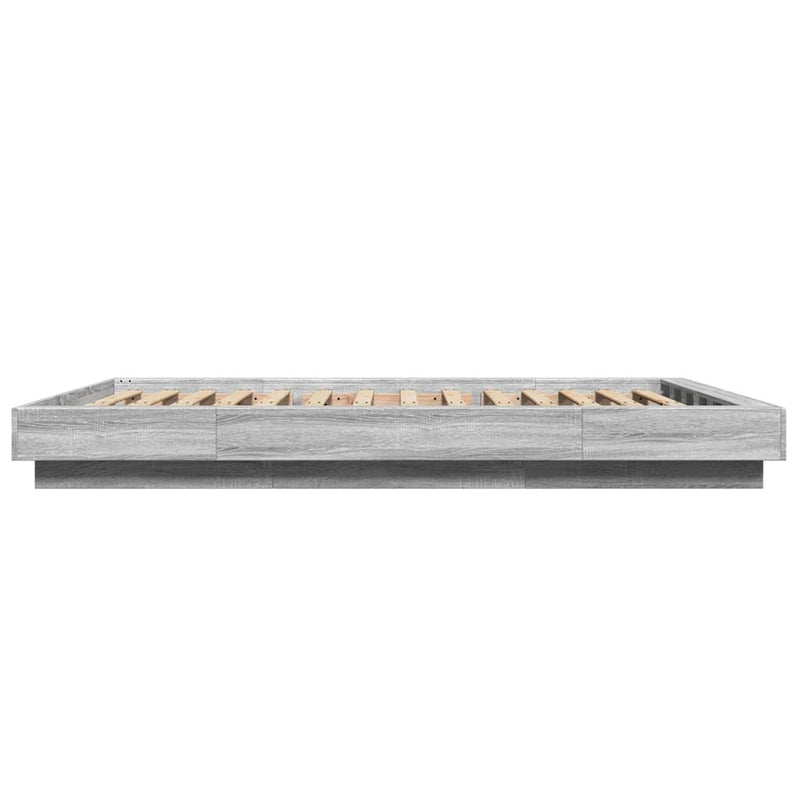 Bed Frame with LED Lights without Mattress Grey Sonoma 140x190cm