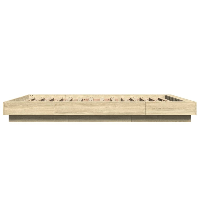 Bed Frame with LED Lights without Mattress Sonoma Oak 135x190cm