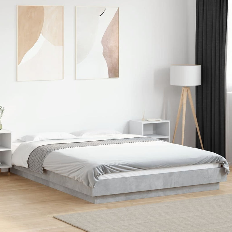 Bed Frame without Mattress Concrete Grey 135x190 cm Double