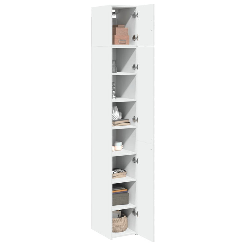 Slim Storage Cabinet White 30x42.5x225 cm Engineered Wood