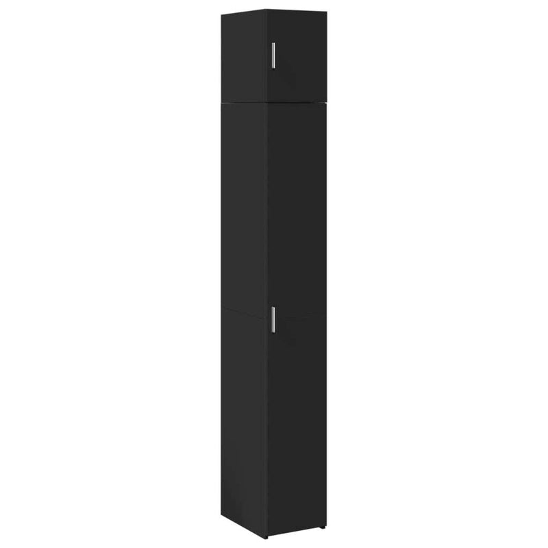 Slim Storage Cabinet Black 30x42.5x225 cm Engineered Wood