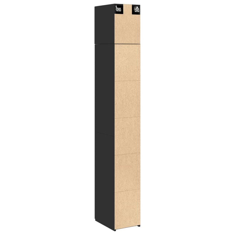 Slim Storage Cabinet Black 30x42.5x225 cm Engineered Wood