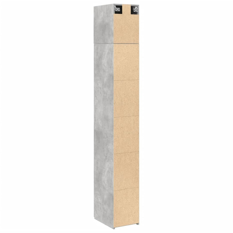 Slim Storage Cabinet Concrete Grey 30x42.5x225 cm Engineered Wood