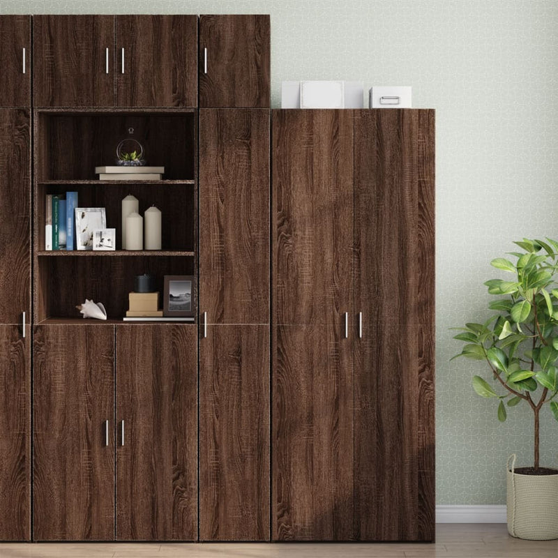 Slim Storage Cabinet Brown Oak 30x42.5x225 cm Engineered Wood