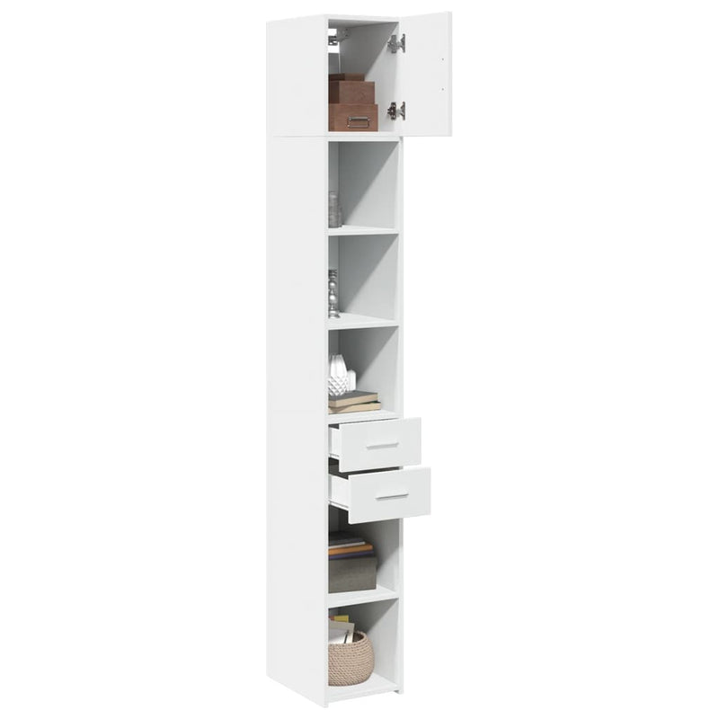 Slim Storage Cabinet White 30x42.5x225 cm Engineered Wood