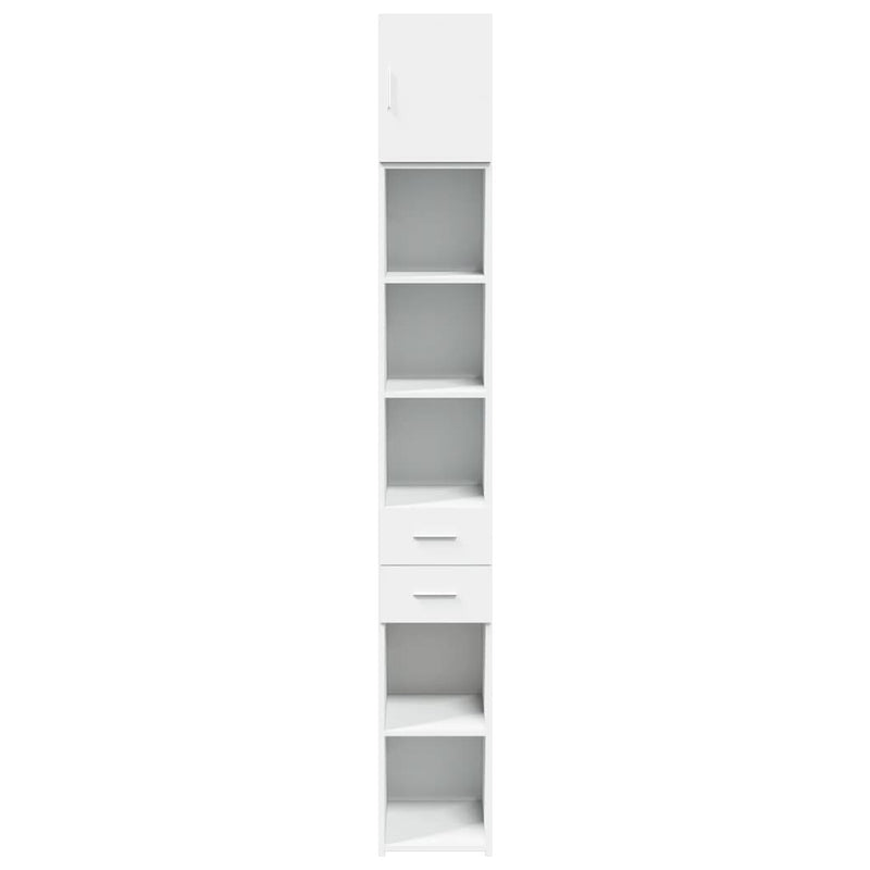 Slim Storage Cabinet White 30x42.5x225 cm Engineered Wood