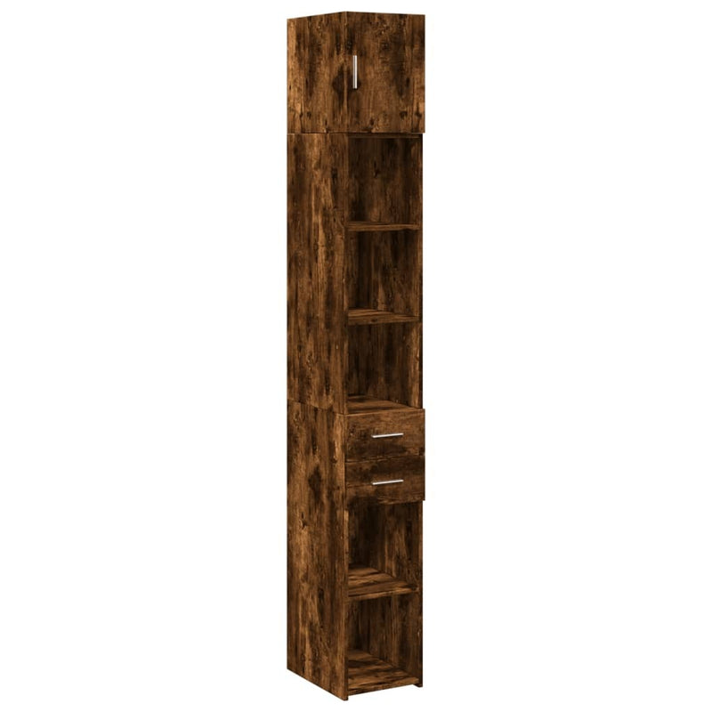 Slim Storage Cabinet Smoked Oak 30x42.5x225 cm Engineered Wood