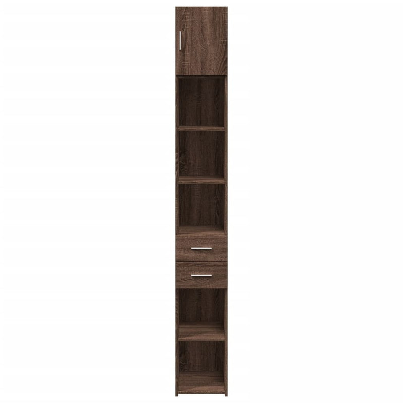 Slim Storage Cabinet Brown Oak 30x42.5x225 cm Engineered Wood