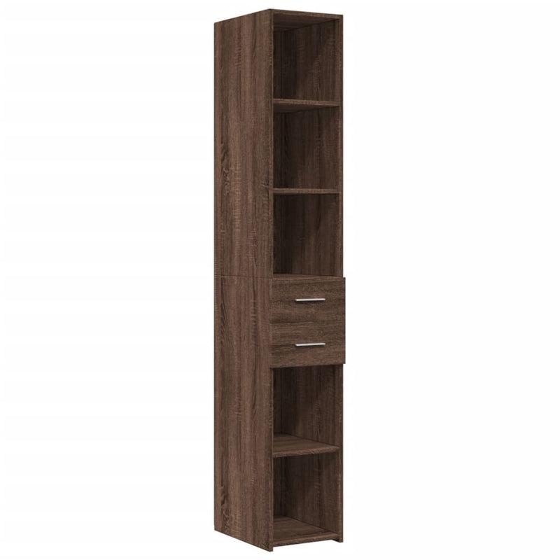 Slim Storage Cabinet Brown Oak 30x42.5x225 cm Engineered Wood