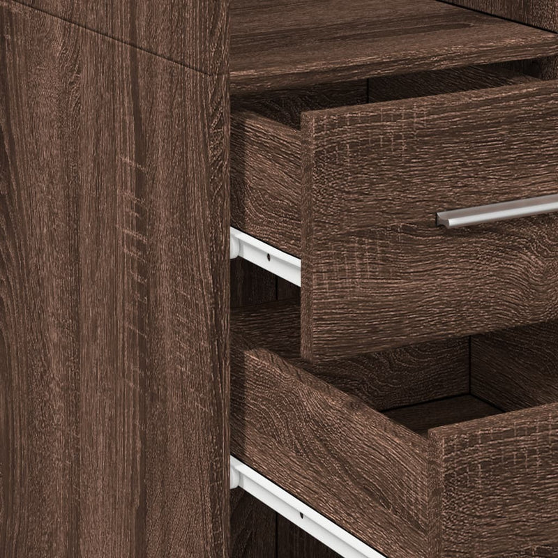 Slim Storage Cabinet Brown Oak 30x42.5x225 cm Engineered Wood