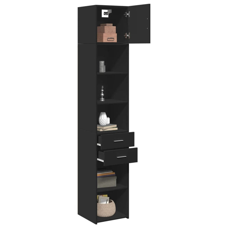 Slim Storage Cabinet Black 40x42.5x225 cm Engineered Wood