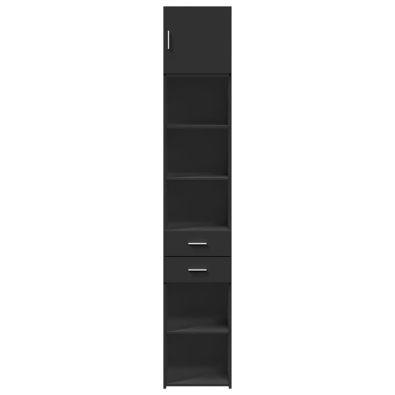 Slim Storage Cabinet Black 40x42.5x225 cm Engineered Wood