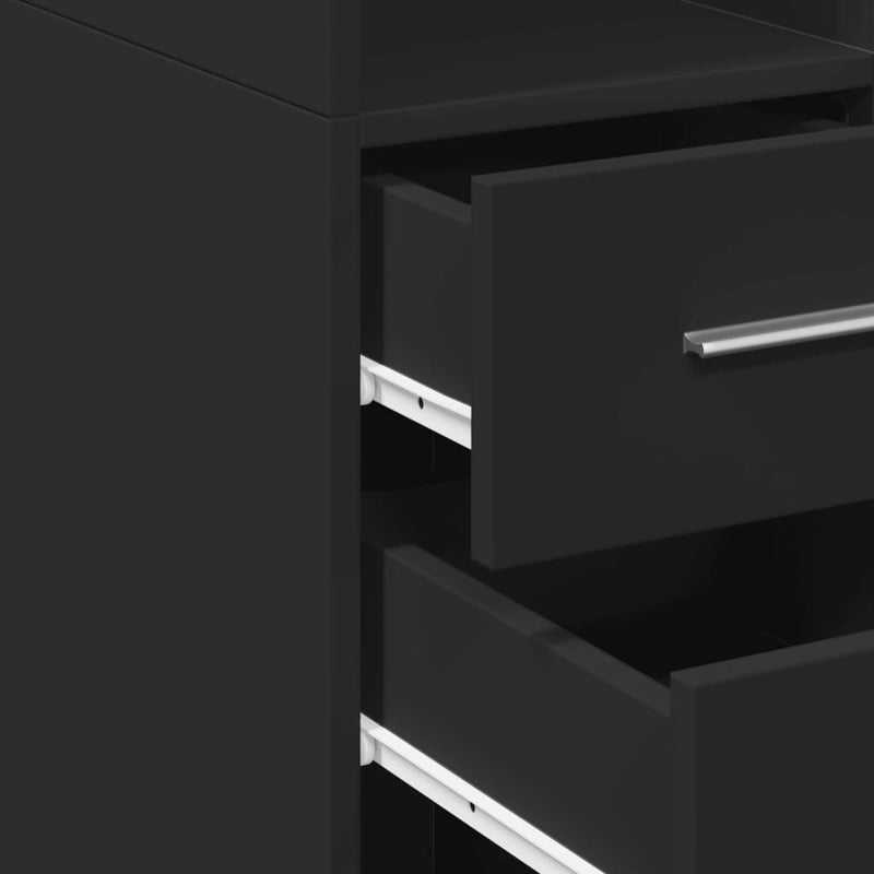 Slim Storage Cabinet Black 40x42.5x225 cm Engineered Wood