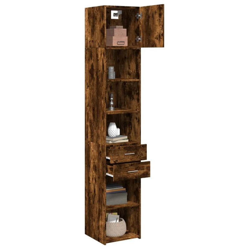 Slim Storage Cabinet Smoked Oak 40x42.5x225 cm Engineered Wood