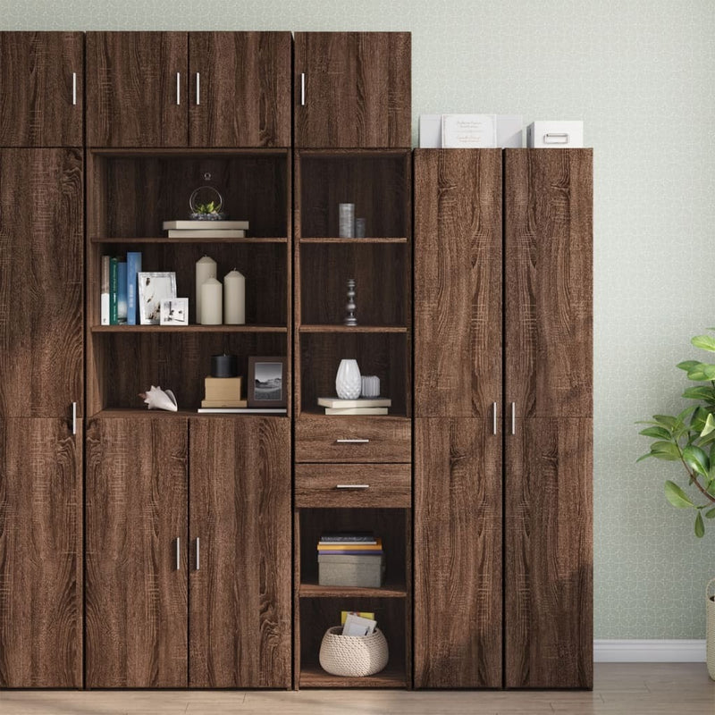 Slim Storage Cabinet Brown Oak 40x42.5x225 cm Engineered Wood