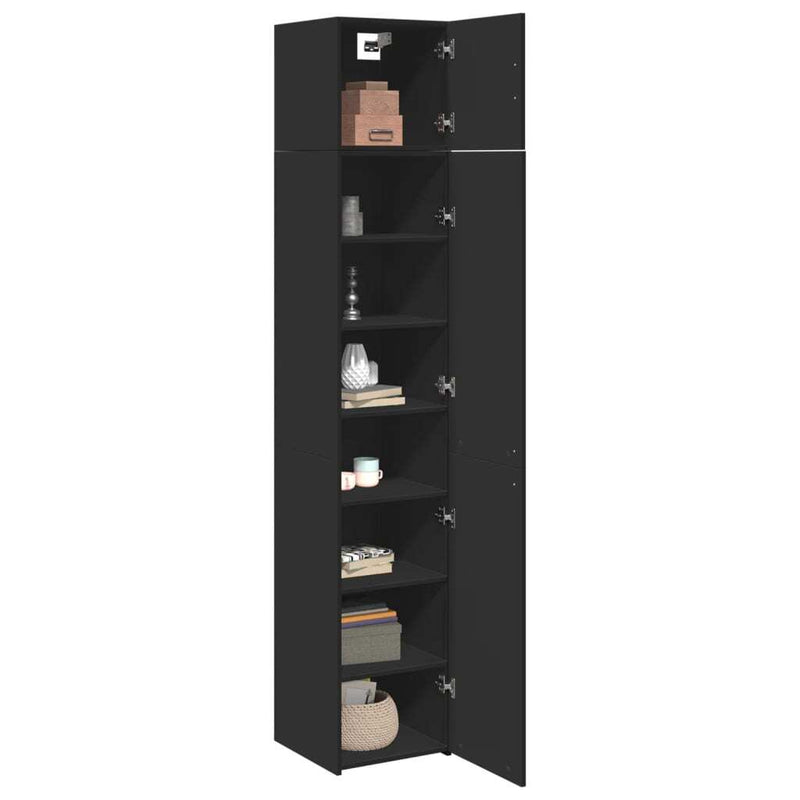 Slim Storage Cabinet Black 40x42.5x225 cm Engineered Wood